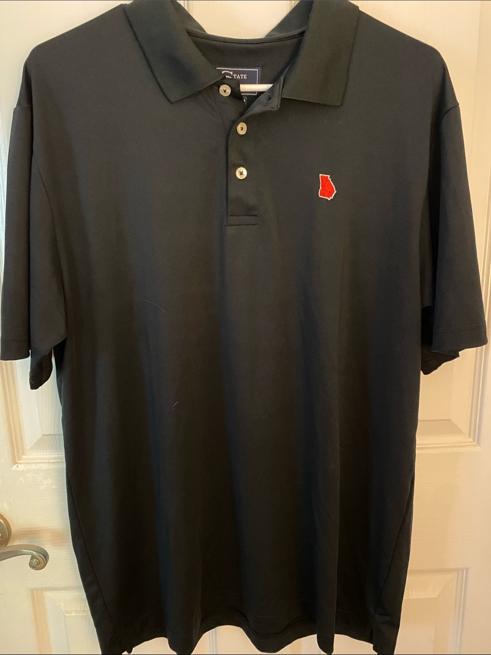 State Traditions Black Polo with Red Patch GA Logo Men’s L